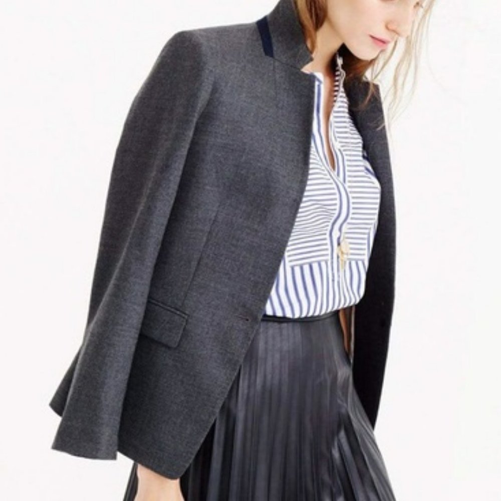 J. Crew Regent Blazer in Charcoal Wool Flannel